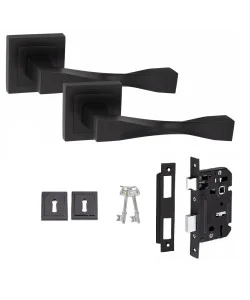 Golden Grace 1 Pair Straight Astrid Design Matt Black Key Lock Set with 2.5" 3 Lever Lock and Keyhole Escucheon Golden Grace 1 Pair Straight Astrid Design Matt Black Key Lock Set with 2.5" 3 Lever Lock and Keyhole Escucheon