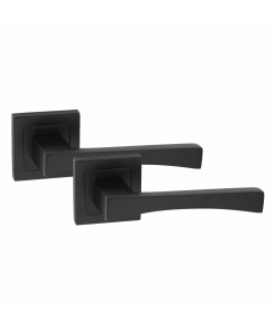 1 Pair Wave Design Matt Black Premium Bathroom Door Handles Square Rose - Golden Grace 1 Pair Wave Design Matt Black Premium Bathroom Door Handles Square Rose - Golden Grace
