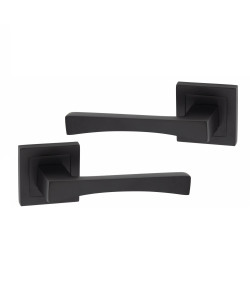 1 Pair Wave Design Matt Black Premium Door Handles Square Rose - Golden Grace 1 Pair Wave Design Matt Black Premium Door Handles Square Rose - Golden Grace