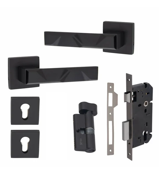 Golden Grace 1 Pair Modern Nova Euro Lock Door Handles 70mm Key