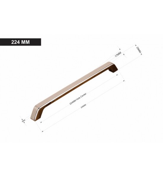 Zeta Design Cabinet Cupboard Wardrobe Pull Handle Dual Satin Brass and Grey Finish Various Sizes 96mm 160mm 224mm 288mm 