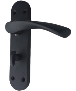 Astrid Bathroom Door Handles On Backplate Matt Black Finish - Golden Grace…