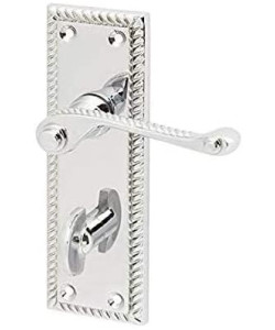 Georgian Polished Chrome Bathroom Handle 150mm Backplate - Golden Grace Georgian Polished Chrome Bathroom Handle 150mm Backplate - Golden Grace