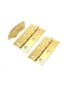 NEW 6 X 75MM 3 INCH BRASS PLATED BUTT HINGES WITH SCREWS 