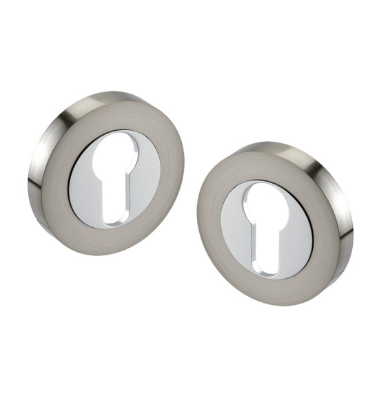 Key Hole Escucheon Polished Duo Satin Nickel / Chrome Euro Cylinder 