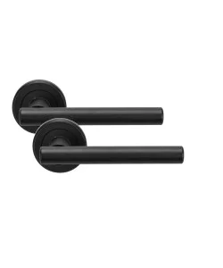 Matt Black Finish T Bar Design Modern Door Handles On Rose Lever Latch Handle - Golden Grace Matt Black Finish T Bar Design Modern Door Handles On Rose Lever Latch Handle - Golden Grace