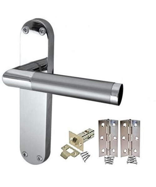 Mitred Door Handles On Backplate Duo Chrome Satin Chrome Finish 182mm x 45mm Internal Set Latch and Hinges Mitred Door Handles On Backplate Duo Chrome Satin Chrome Finish 182mm x 45mm Internal Set Latch and Hinges