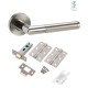 Set of Mitred Style Modern Chrome Door Handles on Rose with Duo Finish Door Lever Latch Pack - Golden Grace Set of Mitred Style Modern Chrome Door Handles on Rose with Duo Finish Door Lever Latch Pack - Golden Grace