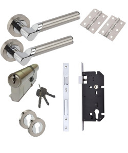 Titan on Rose Duo Finish Euro Profile Lock Door Handle with 3 Keys 60mm Barrel Titan on Rose Duo Finish Euro Profile Lock Door Handle with 3 Keys 60mm Barrel