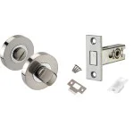 Toilet Door Thumb Twist with Dead Bolt Set for Bathroom WC - Satin Nickel & Polished Chrome