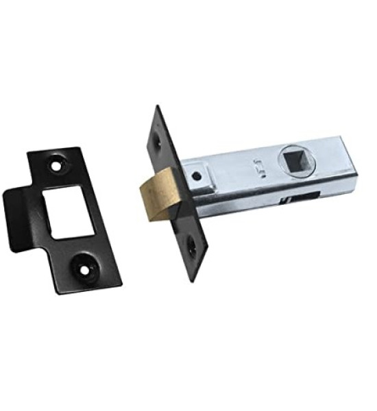 Tubular Mortice Latch, 63mm (2.5") with Strike Plate  - Matte Black