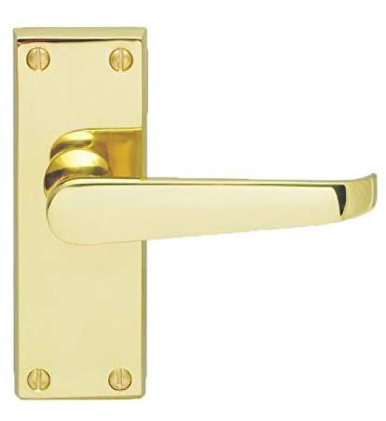 120mm Polished Brass Victorian Straight Lever Latch Door Handle