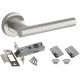 3 X Straight T Bar Door Handle Pack with Tubular Latch and Hinges - Stainless Steel Finish - Golden Grace