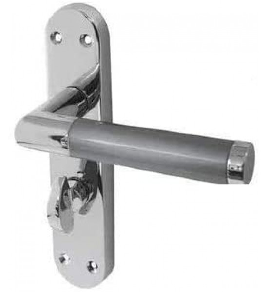 Mitred Bathroom Door Handles On Backplate Duo Chrome Satin Chrome Finish 182mm x 45mm - Golden Grace