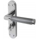 Mitred Bathroom Door Handles On Backplate Duo Chrome Satin Chrome Finish 182mm x 45mm - Golden Grace