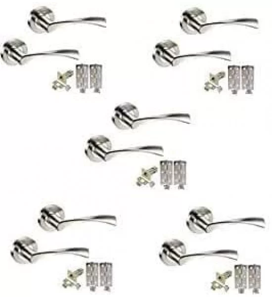 5 Sets of Twist Astrid Style Modern Chrome Door Handles on Rose with