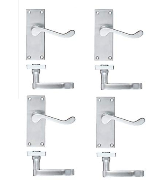 4 x Pairs of Victorian Scroll Satin Brushed Chrome Lever Latch Door Handles 120mm Long - Golden Grace