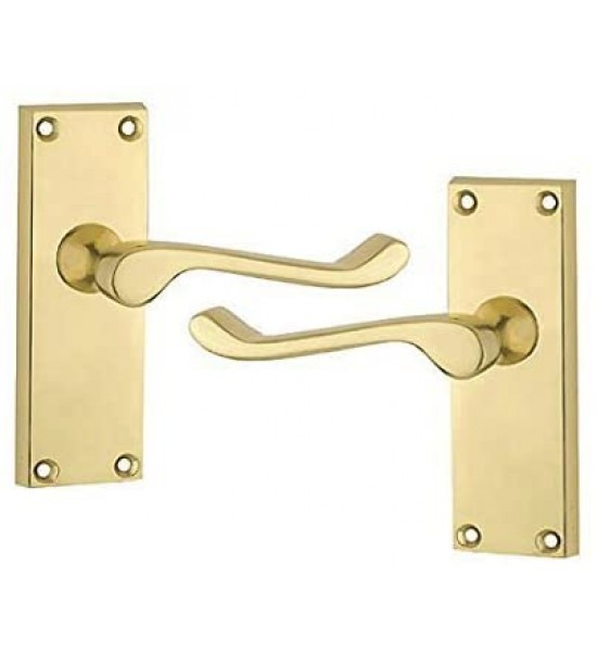 5 Sets Polished Brass Finish Victorian Scroll Door Handles - High Quality - 120mm x 42mm Appriox
