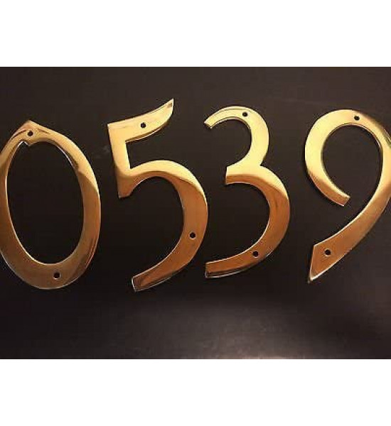 Golden Grace 4 Numerals Italic Screw in Brass No. 8