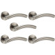 5 Pairs of Arched T-Bar Door Handles Brushed Steel Finish - Golden Grace