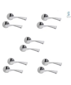 5 Pairs of Astrid Polished Chrome Door Handles On Rose -Polished Chrome 5 Pairs of Astrid Polished Chrome Door Handles On Rose -Polished Chrome