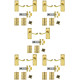 5 Sets Polished Brass Finish Victorian Scroll Door Handles Internal Set Comes with 3" Hinges and 64mm Tubular Latch