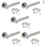 5 Sets of Titan Style Modern Chrome Door Handles on Rose with Duo Finish Door Lever Latch Pack - Golden Grace