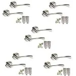 5 Sets of Twist Astrid Style Modern Chrome Door Handles on Rose with Duo Finish Door Lever Latch Pack - Golden Grace