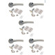 5 Sets of Verona Modern Chrome Door Handles on Rose, Duo Finish Door Lever Latch Pack Satin Chrome and Polished Chrome