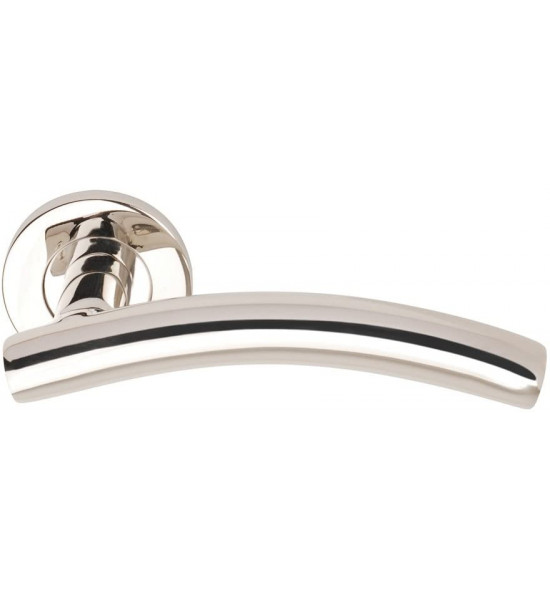 Polished Stainless Steel Bathroom Door Handle Packs with Arched Levers on Rose 