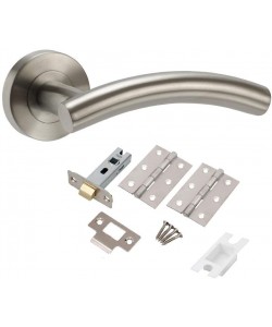 Stainless Steel Arched Lever on Rose Door Handle Pack of 5 