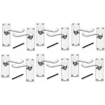 6 x Pairs of Victorian Scroll Polished Chrome Lever Latch Door Handles 120mm Long Premium Quality - Golden Grace