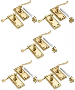 Golden Grace 4 x Sets of Georgian Lever Latch Door Handle Polished Brass 107mm x 48mm