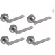 5 Pairs of Leon Style Duo Finished Satin Brushed Chrome Door Handles on Rose Lever Latch Handle - Golden Grace GG607SK