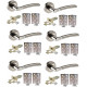 6 Sets of Indiana Style Modern Chrome Door Handles on Rose with Duo Finish Door Lever Latch Pack - Golden Grace