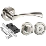 Astrid Design Modern Duo Dual Chrome Door Handle Pack for Bathrooms - Golden Grace