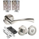 Astrid Design Modern Duo Dual Chrome Door Handle Pack for Bathrooms with Pair of Hinges - Golden Grace