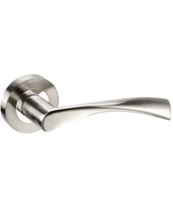 Astrid Dual Finish Chrome Door Handles On Rose -Polished Chrome/Satin Chrome Astrid Dual Finish Chrome Door Handles On Rose -Polished Chrome/Satin Chrome