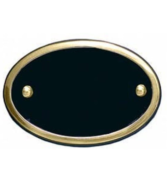 Golden Grace Small Oval House Plate, Personalise, Plain, Black, Brass Finish