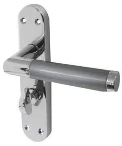 Mitred Bathroom Door Handles On Backplate Duo Chrome Satin Chrome Finish 182mm x 45mm - Golden Grace