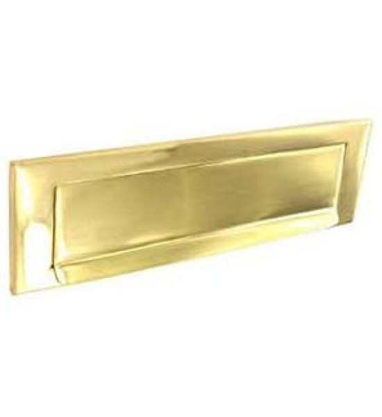 Polished Brass Victorian Style letterbox with fixings
