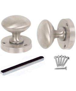 Satin Brushed Chrome Mortice Sprung Door Knob Set Pack Pair - Golden Grace